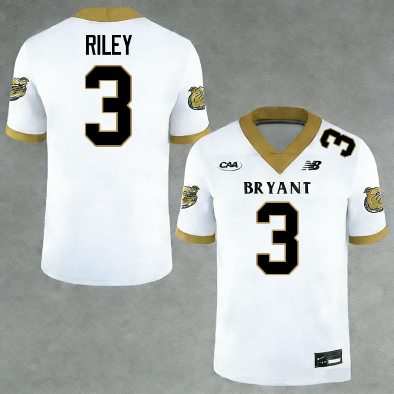 Bryant Bulldogs #3 Tristen Riley College Football Jerseys,Uniforms-White